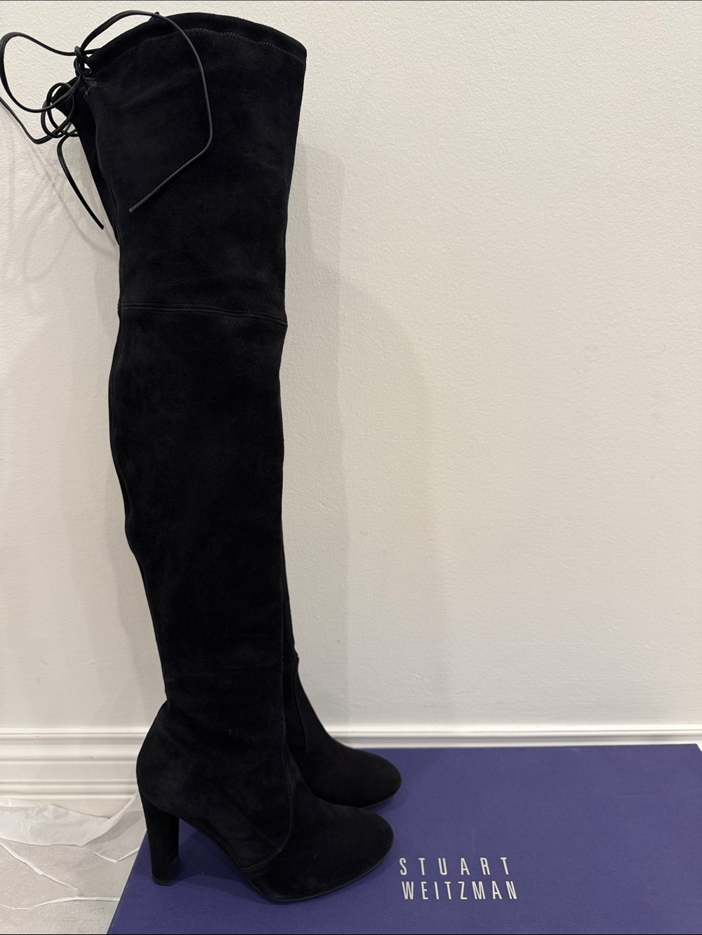 Stuart Weitzman Casual Black Suede Over The Knee Boots 37 Worn Once